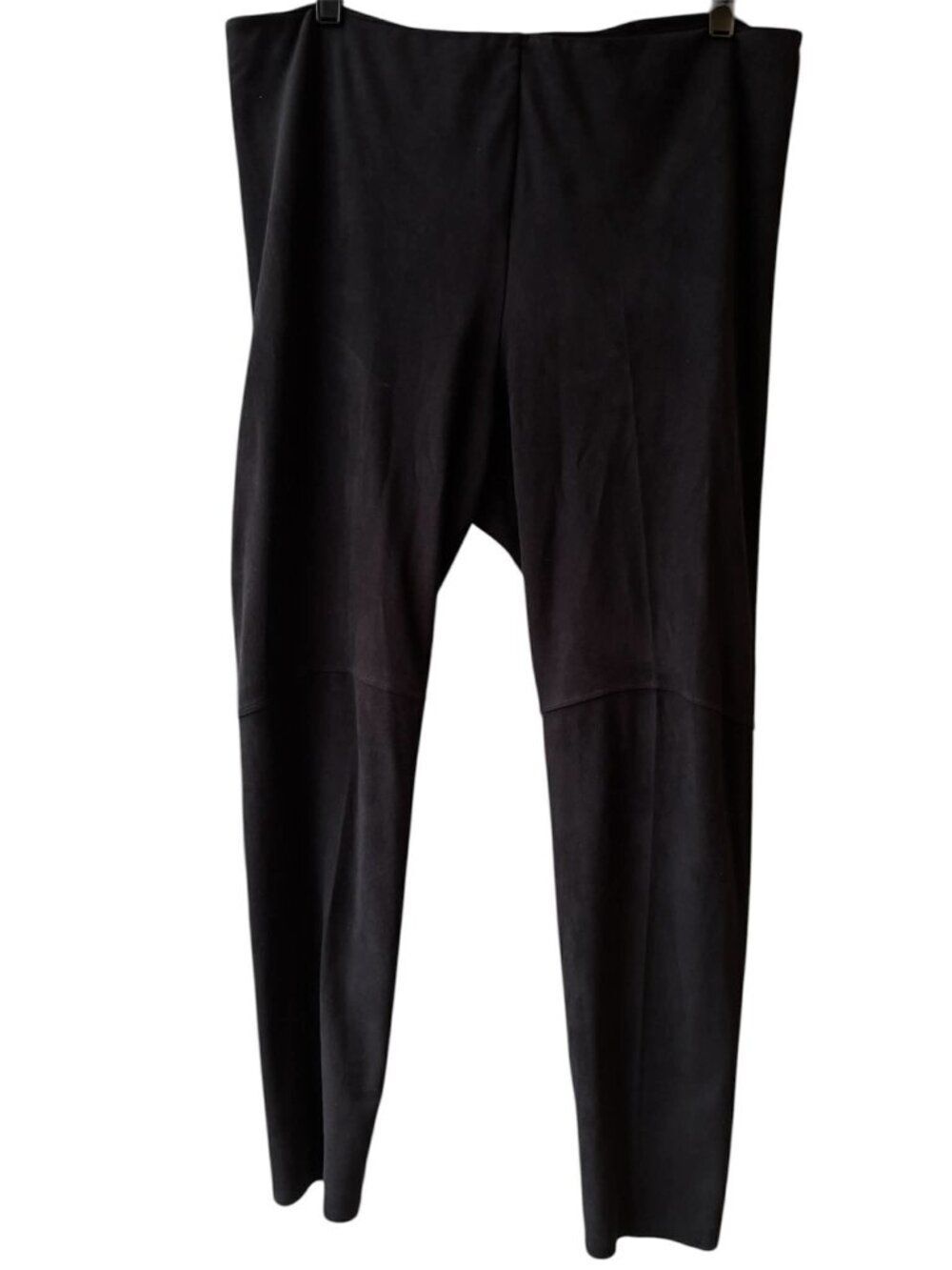 XL Lysse' Black Faux Suede Leggings Flat Front Seam Leg Middle